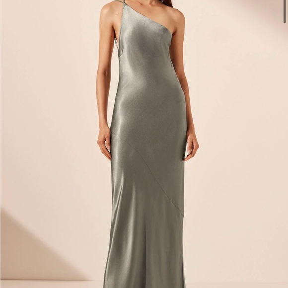 Shona Joy La Lune One Shoulder Cowl Back Maxi Dress Sage